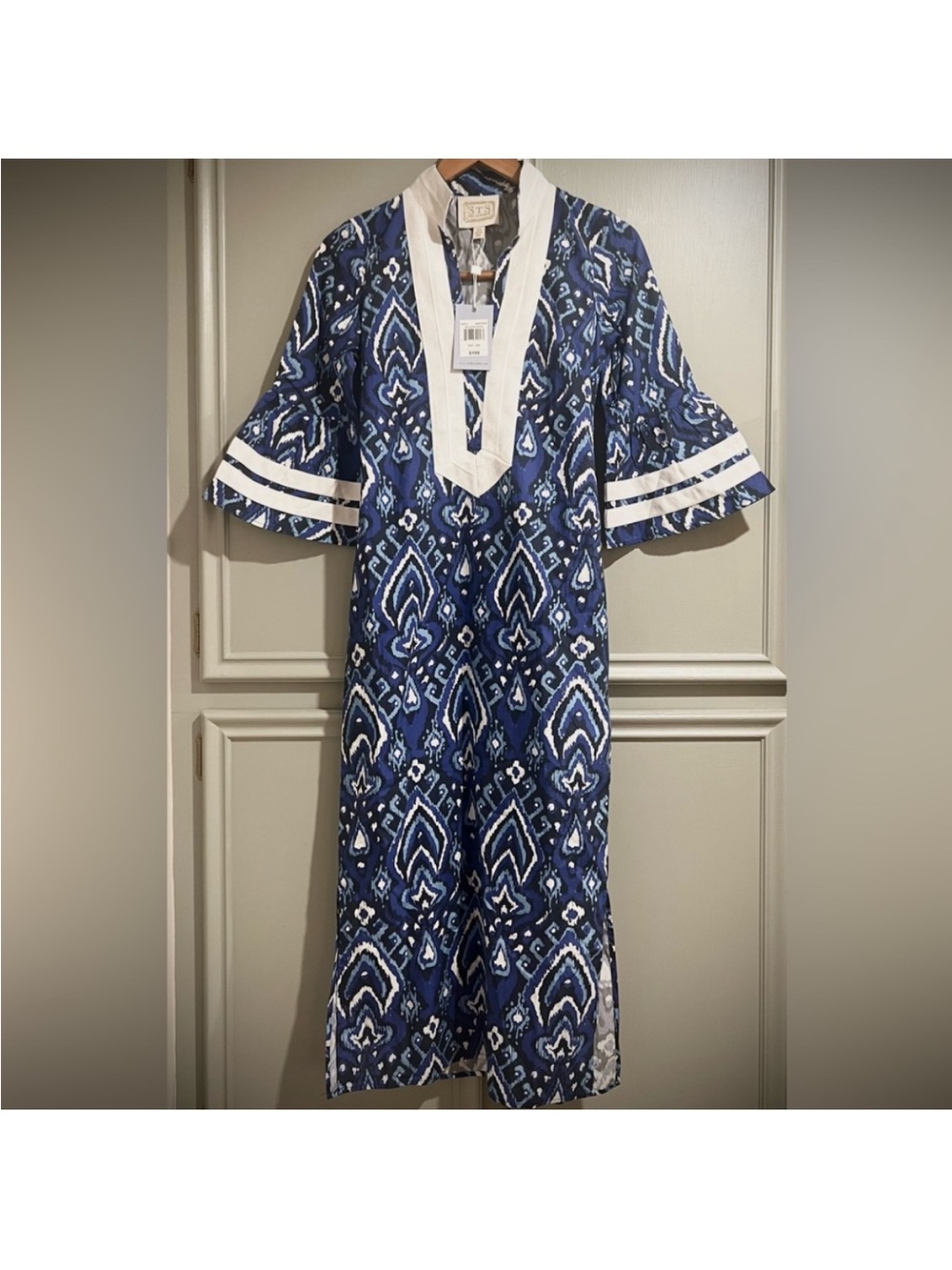 NWT Sail to Sable Blue Bell Sleeve Caftan Dress